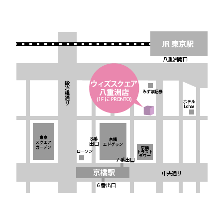 ウィズスクエア八重洲店MAP京橋から