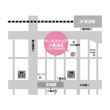ウィズスクエア八重洲店MAP京橋から